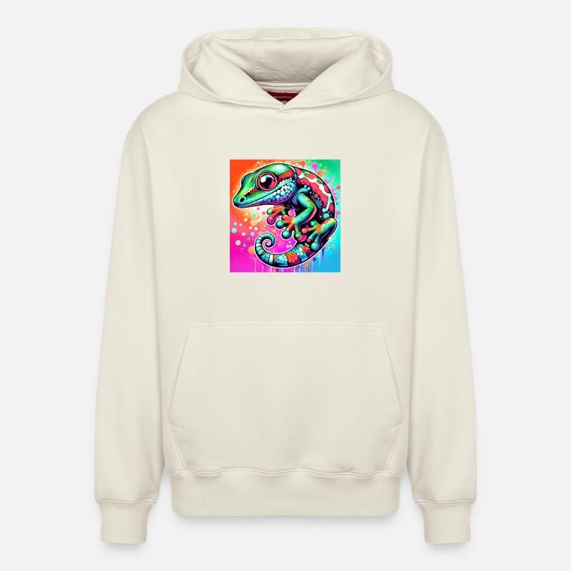 Gecko - Sweat à capuche unisexe décontracté en coton biologique – de SPREAD - blanc cassé