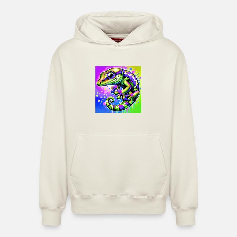 Gecko - Sweat à capuche unisexe décontracté en coton biologique – de SPREAD - blanc cassé