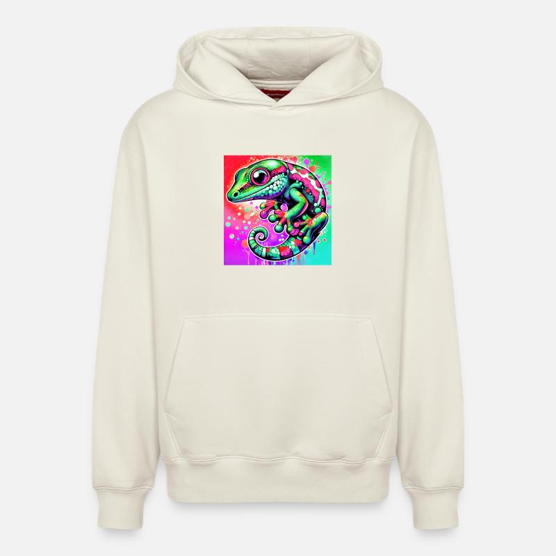 Gecko - Sweat à capuche unisexe décontracté en coton biologique – de SPREAD - blanc cassé
