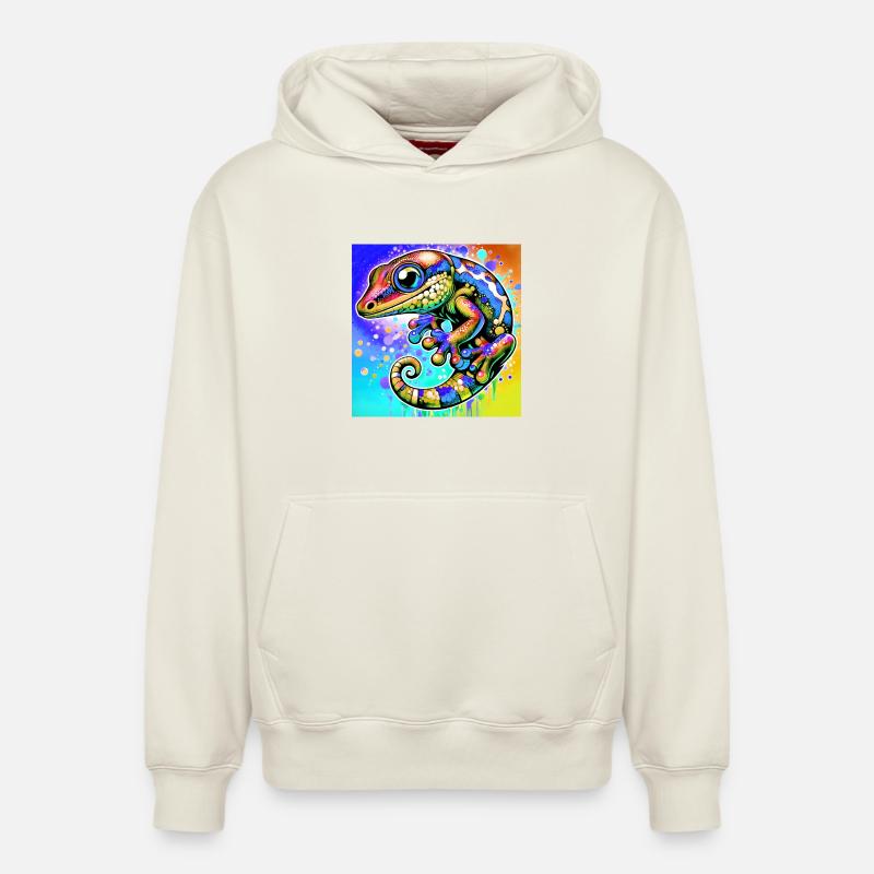 Gecko - Sweat à capuche unisexe décontracté en coton biologique – de SPREAD - blanc cassé