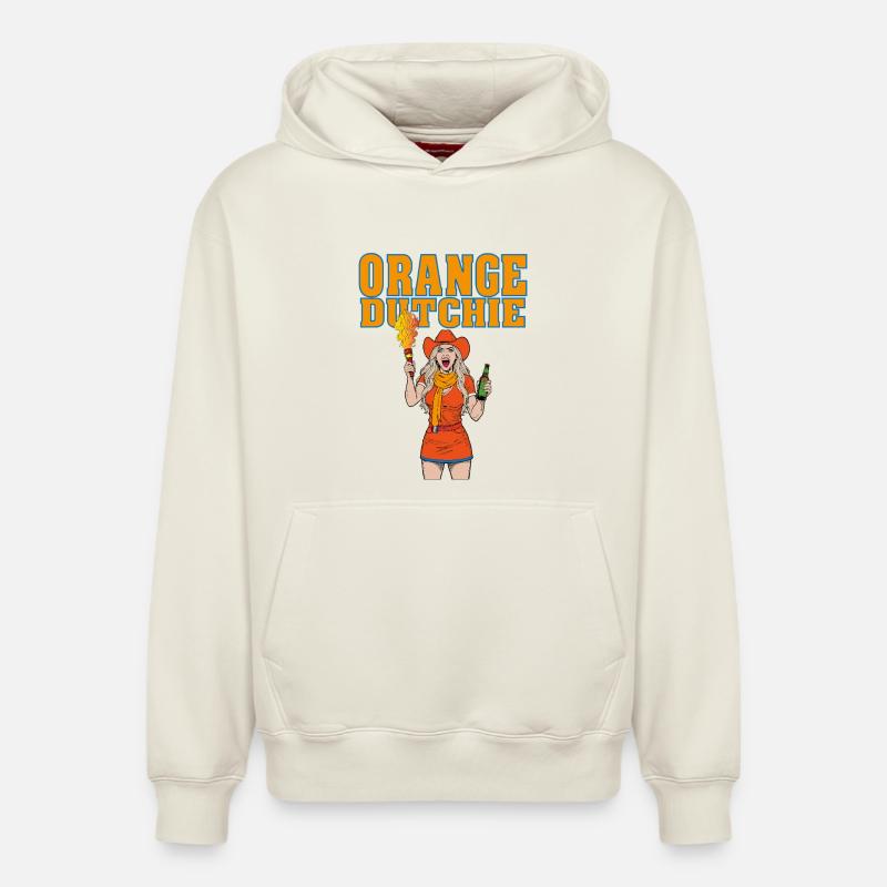 orangedutchie - Sweat à capuche unisexe décontracté en coton biologique – de SPREAD - blanc cassé
