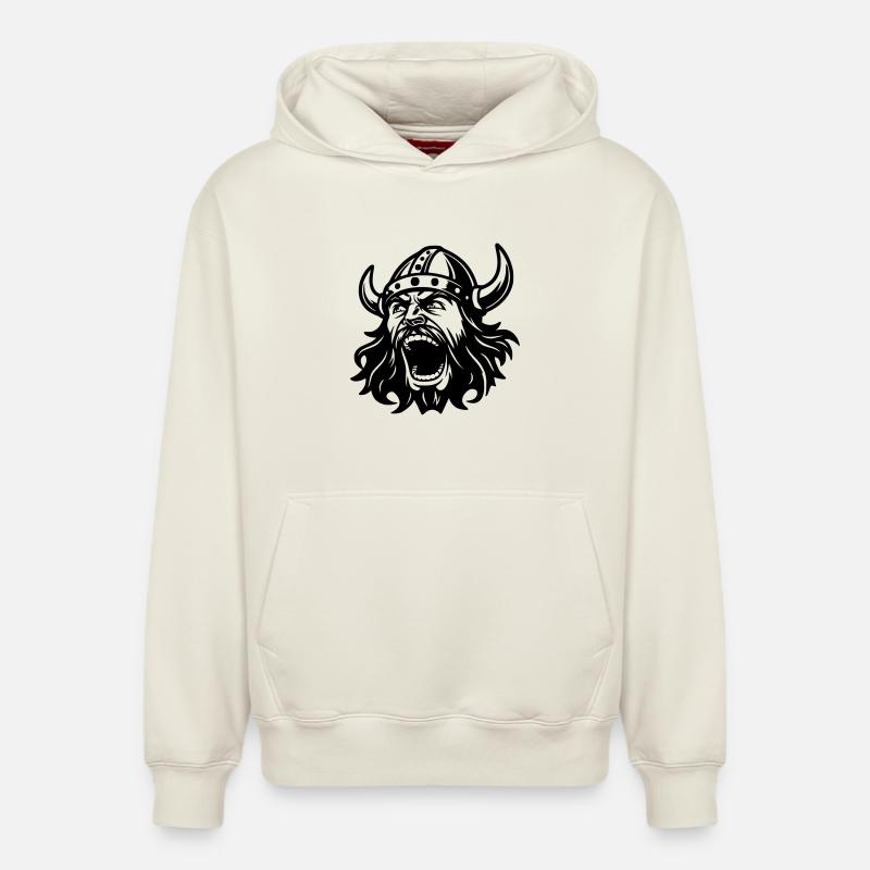 Tête noire viking - Sweat à capuche unisexe décontracté en coton biologique – de SPREAD - blanc cassé