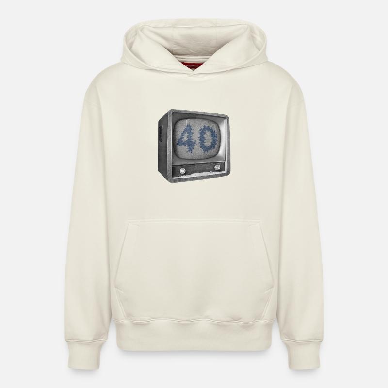 anniversaire de 40 ans - Sweat à capuche unisexe décontracté en coton biologique – de SPREAD - blanc cassé