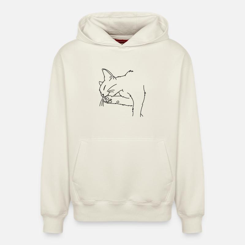 Chat - Sweat à capuche unisexe décontracté en coton biologique – de SPREAD - blanc cassé