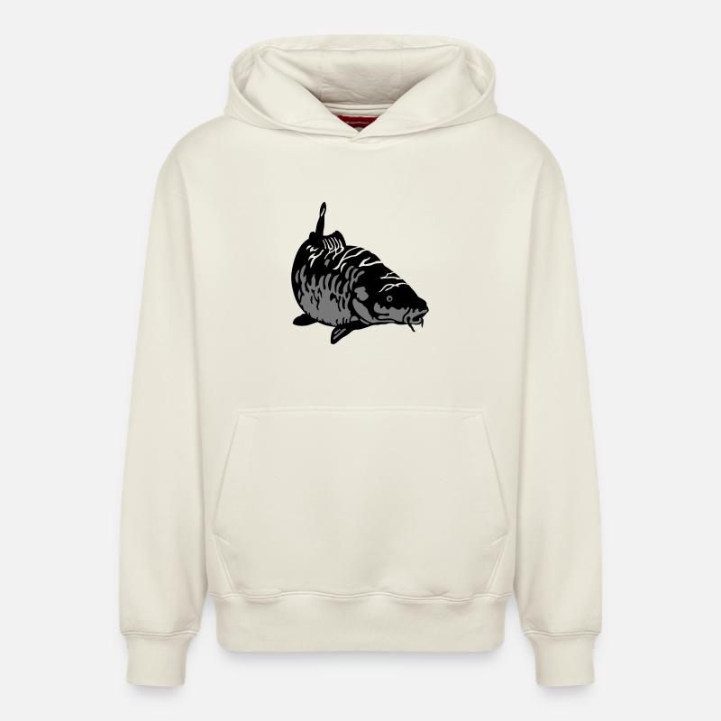 Carp - Sweat à capuche unisexe décontracté en coton biologique – de SPREAD - blanc cassé