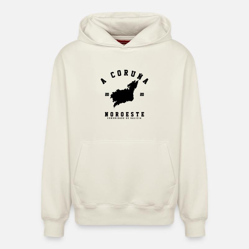 La Corogne - Sweat à capuche unisexe décontracté en coton biologique – de SPREAD - blanc cassé