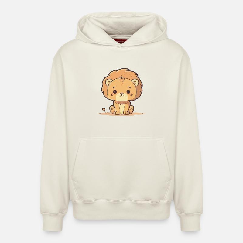 Lionceau - Sweat à capuche unisexe décontracté en coton biologique – de SPREAD - blanc cassé