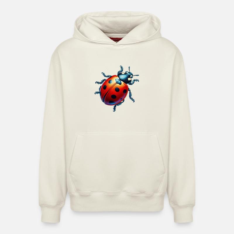 Coccinelle - Sweat à capuche unisexe décontracté en coton biologique – de SPREAD - blanc cassé