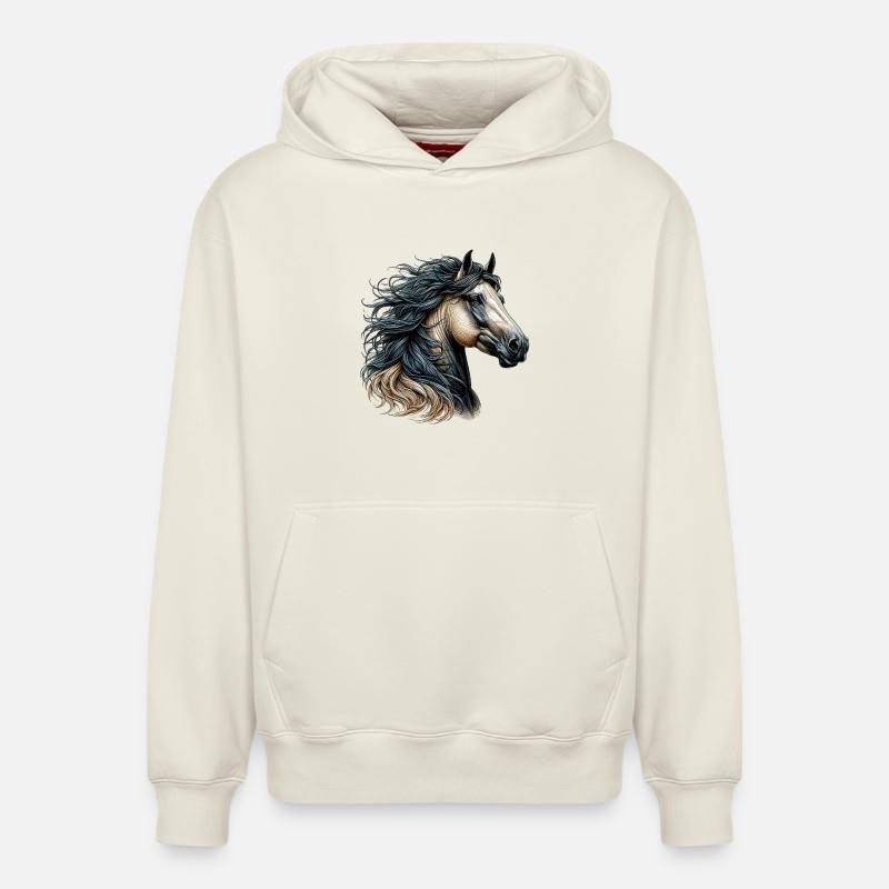Cheval - Sweat à capuche unisexe décontracté en coton biologique – de SPREAD - blanc cassé