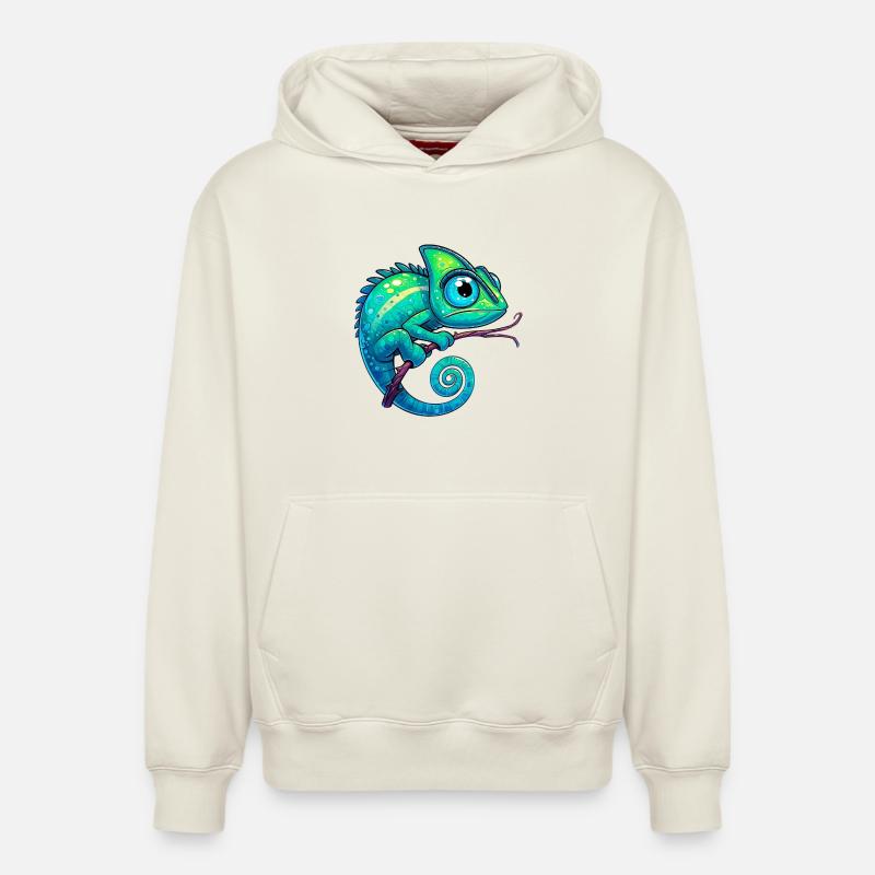 Caméléon - Sweat à capuche unisexe décontracté en coton biologique – de SPREAD - blanc cassé