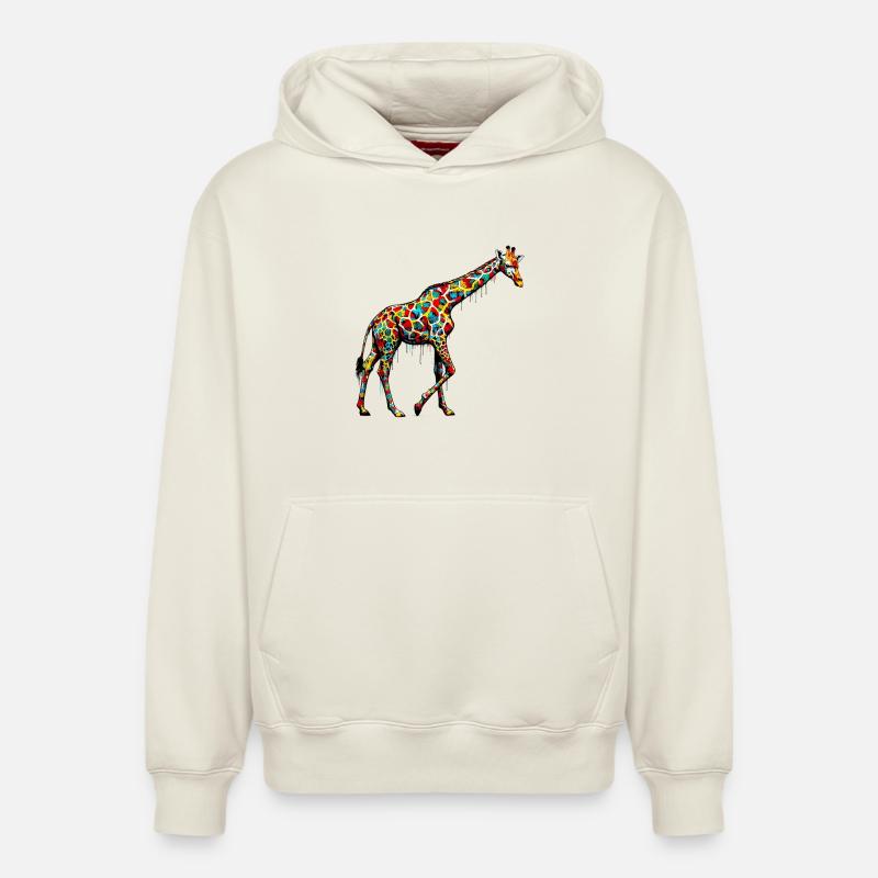Girafe - Sweat à capuche unisexe décontracté en coton biologique – de SPREAD - blanc cassé