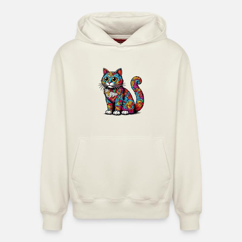 Chat - Sweat à capuche unisexe décontracté en coton biologique – de SPREAD - blanc cassé