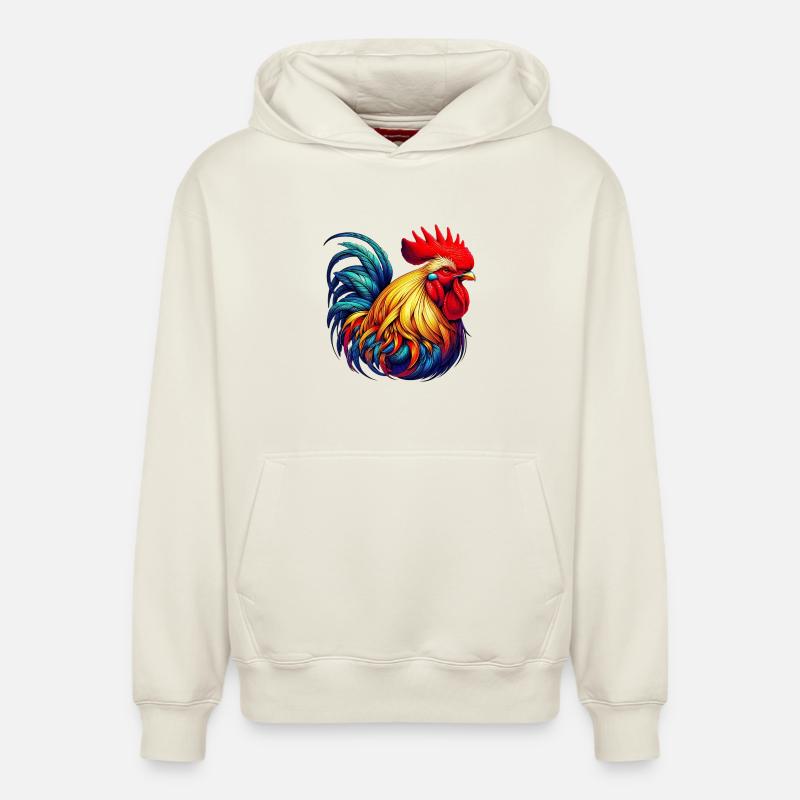 Poule coq - Sweat à capuche unisexe décontracté en coton biologique – de SPREAD - blanc cassé