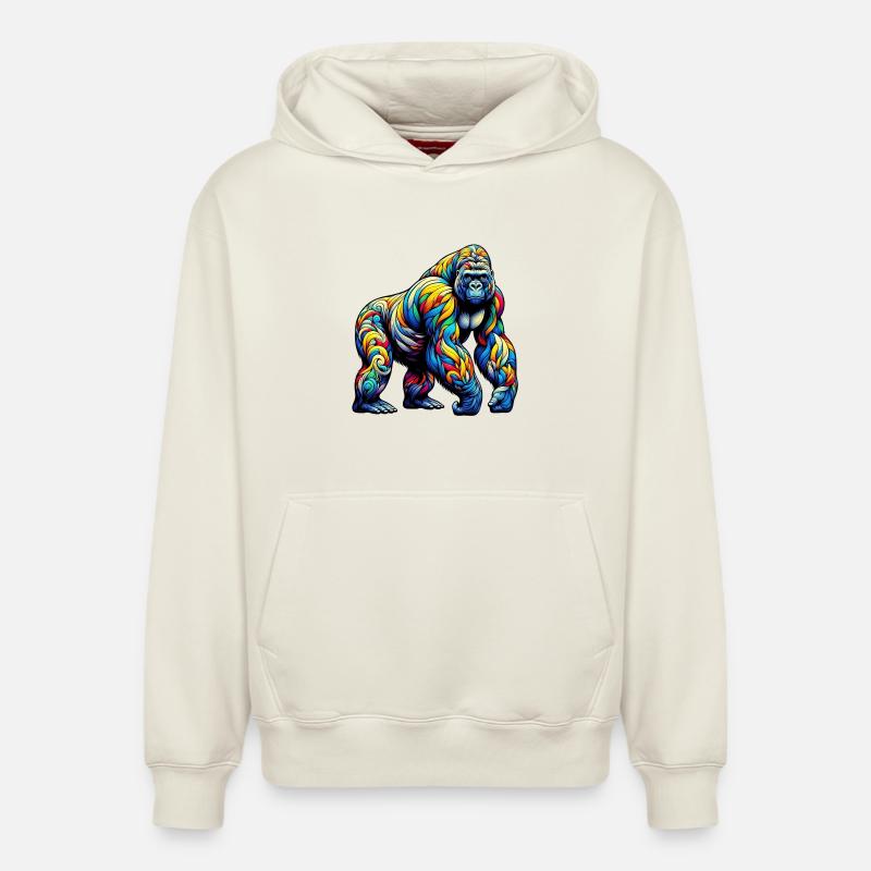 Gorille - Sweat à capuche unisexe décontracté en coton biologique – de SPREAD - blanc cassé