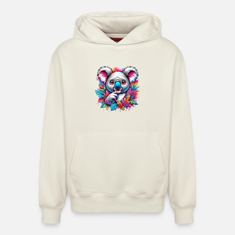 Koala - Sweat à capuche unisexe décontracté en coton biologique – de SPREAD - blanc cassé