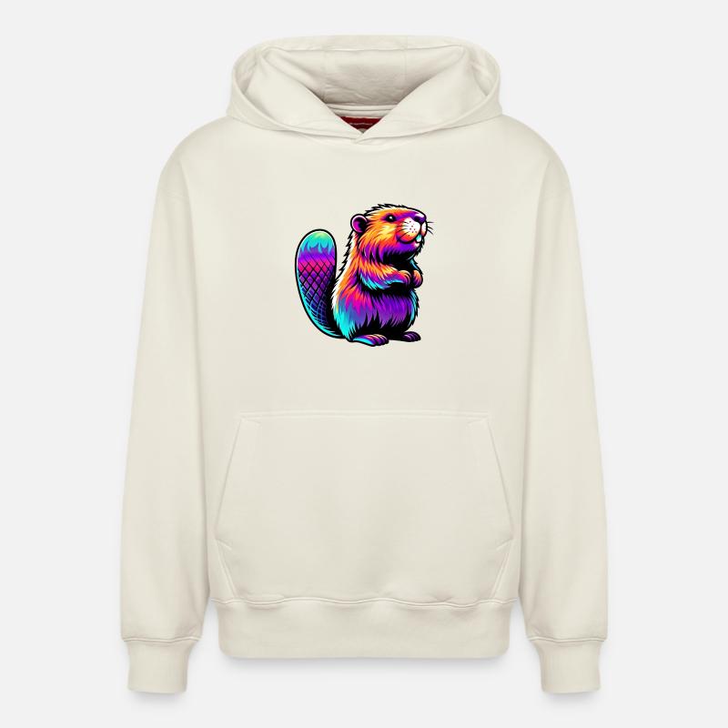 Castor - Sweat à capuche unisexe décontracté en coton biologique – de SPREAD - blanc cassé
