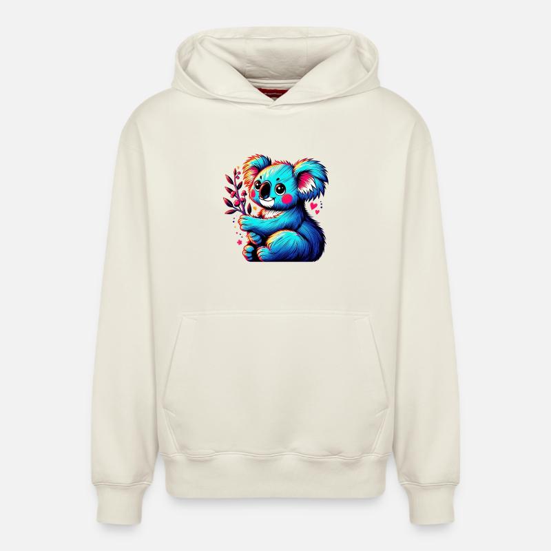 Koala - Sweat à capuche unisexe décontracté en coton biologique – de SPREAD - blanc cassé