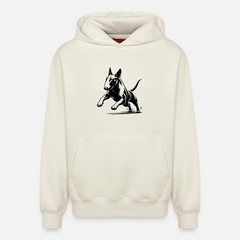 Bull terrier - Sweat à capuche unisexe décontracté en coton biologique – de SPREAD - blanc cassé