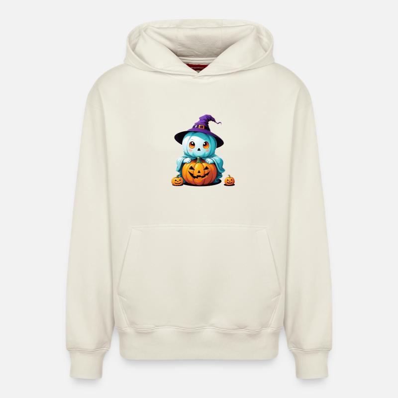 Fantôme de sorcière - Sweat à capuche unisexe décontracté en coton biologique – de SPREAD - blanc cassé
