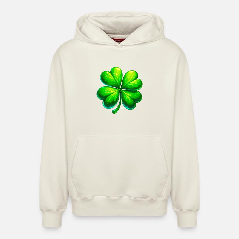 Trèfle à quatre feuilles - Sweat à capuche unisexe décontracté en coton biologique – de SPREAD - blanc cassé