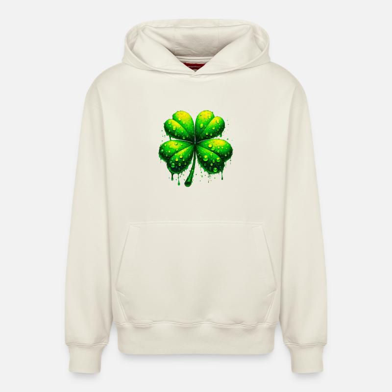 Four-leaf clover - Relaxed Unisex Organic Hoodie – by SPREAD - off white