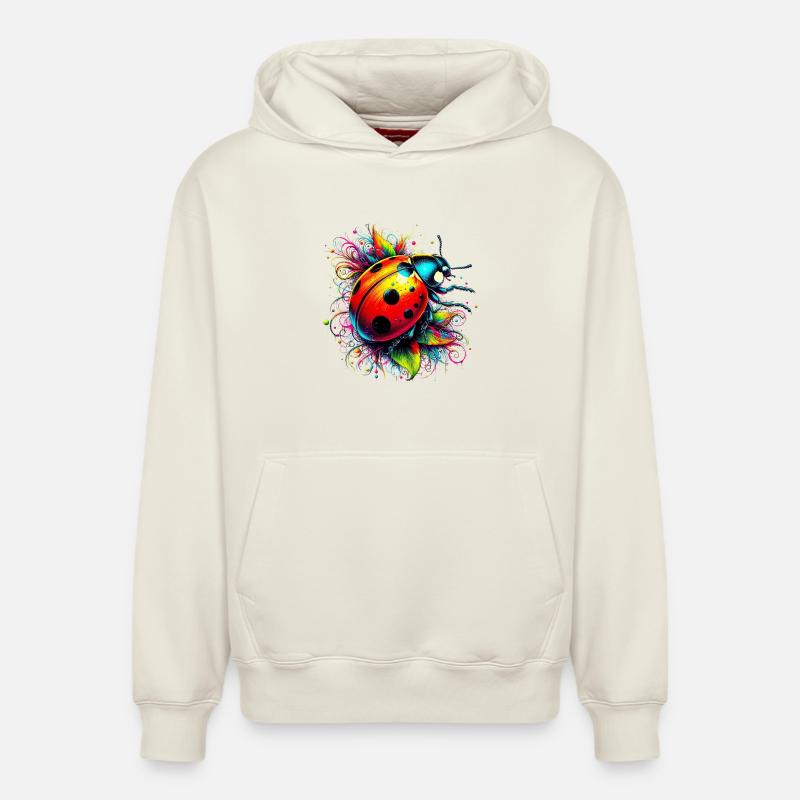 Coccinelle - Sweat à capuche unisexe décontracté en coton biologique – de SPREAD - blanc cassé