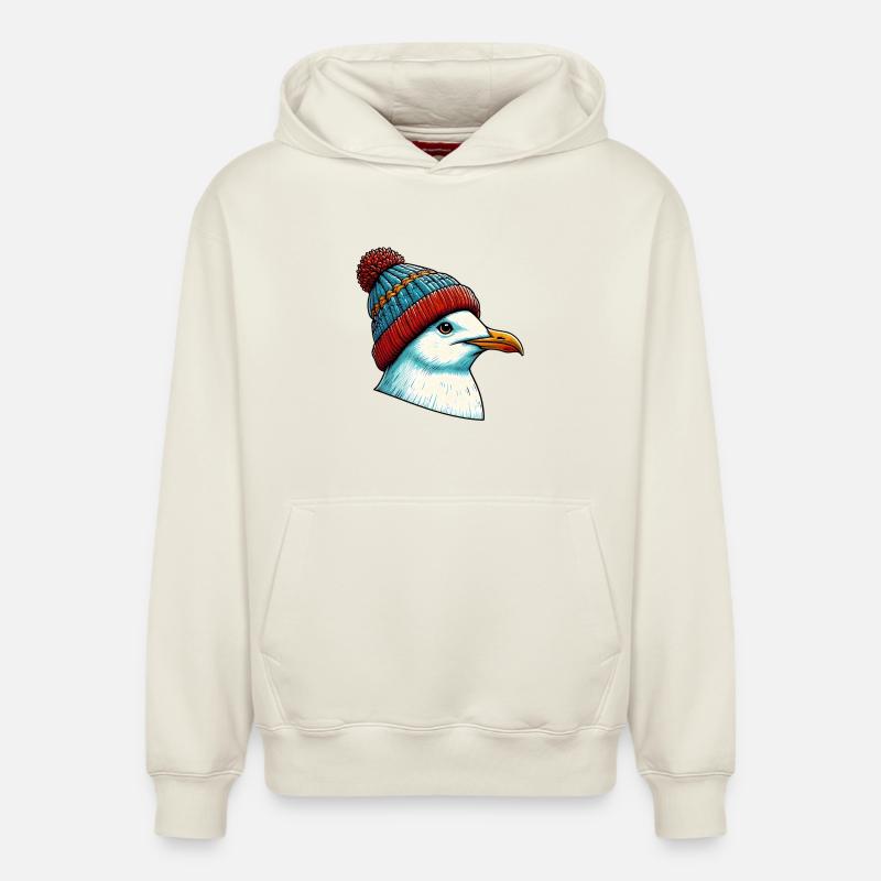 Mouette - Sweat à capuche unisexe décontracté en coton biologique – de SPREAD - blanc cassé