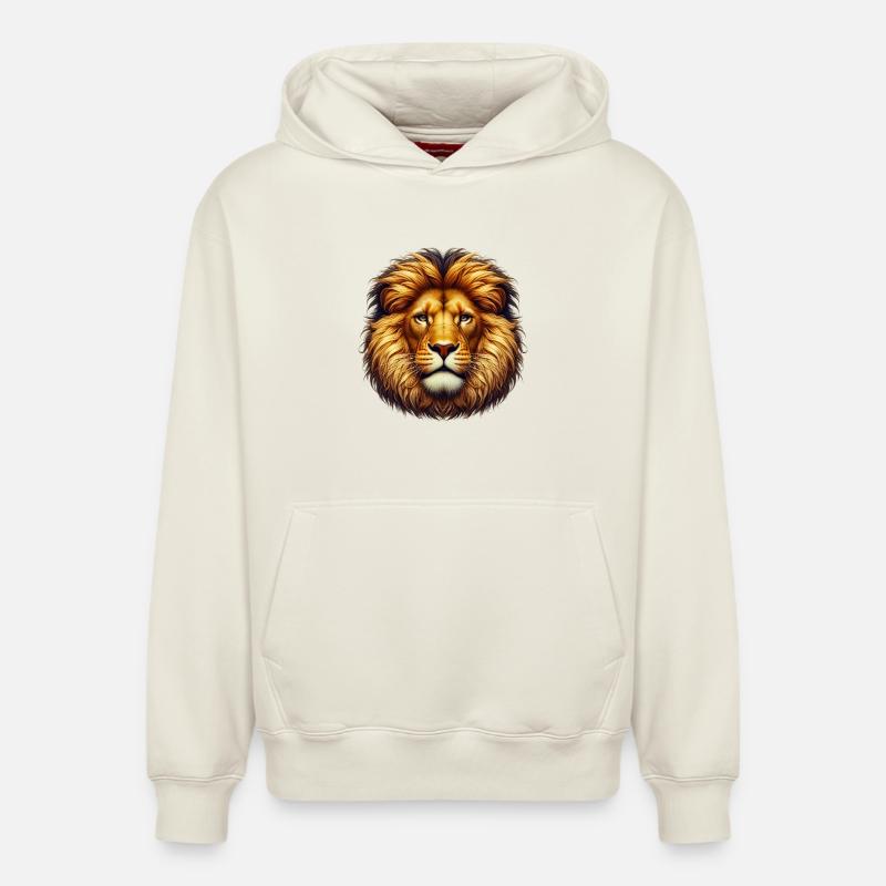 Lion - Sweat à capuche unisexe décontracté en coton biologique – de SPREAD - blanc cassé