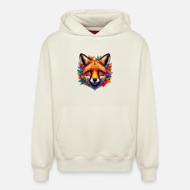 Renard - Sweat à capuche unisexe décontracté en coton biologique – de SPREAD - blanc cassé