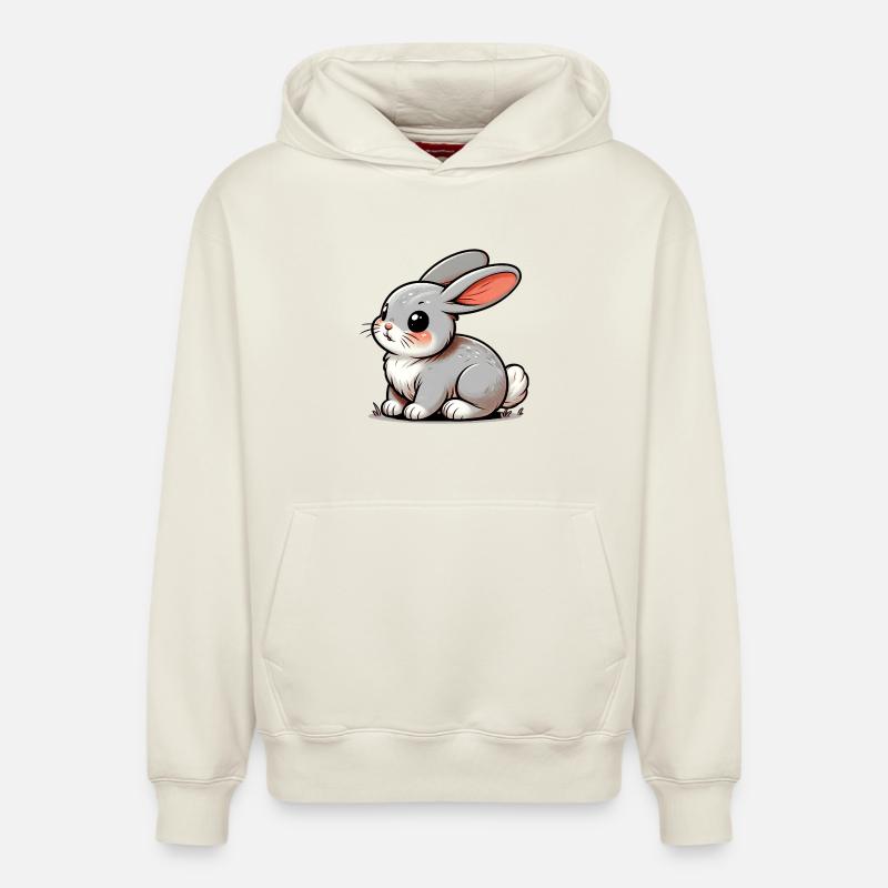Lapin - Sweat à capuche unisexe décontracté en coton biologique – de SPREAD - blanc cassé