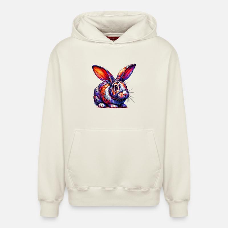 Lapin - Sweat à capuche unisexe décontracté en coton biologique – de SPREAD - blanc cassé