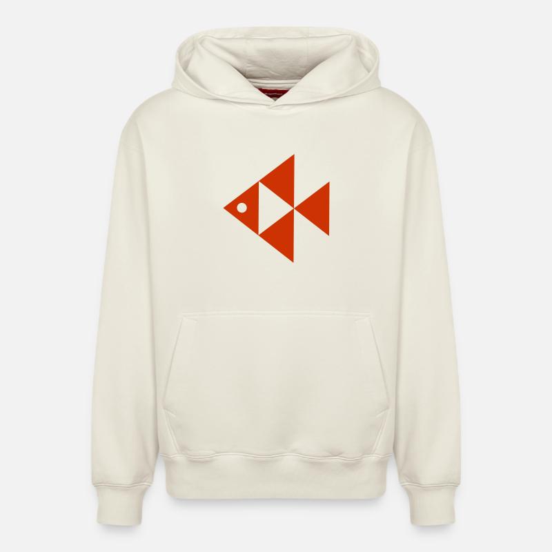 Poisson rétro design géométrique - Sweat à capuche unisexe décontracté en coton biologique – de SPREAD - blanc cassé