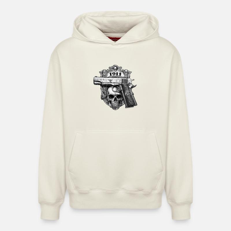 Pistolet 1911 - Sweat à capuche unisexe décontracté en coton biologique – de SPREAD - blanc cassé