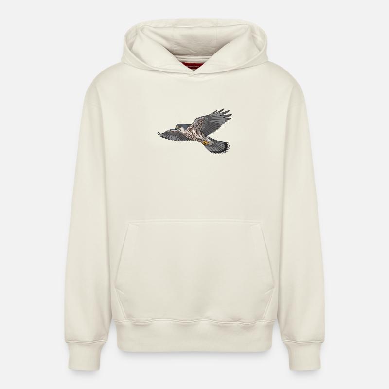 Épervier d'Europe, oiseau de proie - Sweat à capuche unisexe décontracté en coton biologique – de SPREAD - blanc cassé