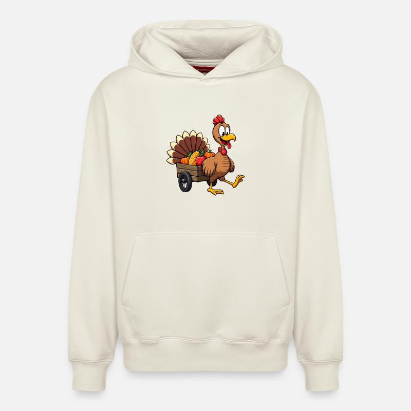 Thanksgiving Drôle Dinde de Thanksgiving - Sweat à capuche unisexe décontracté en coton biologique – de SPREAD - blanc cassé
