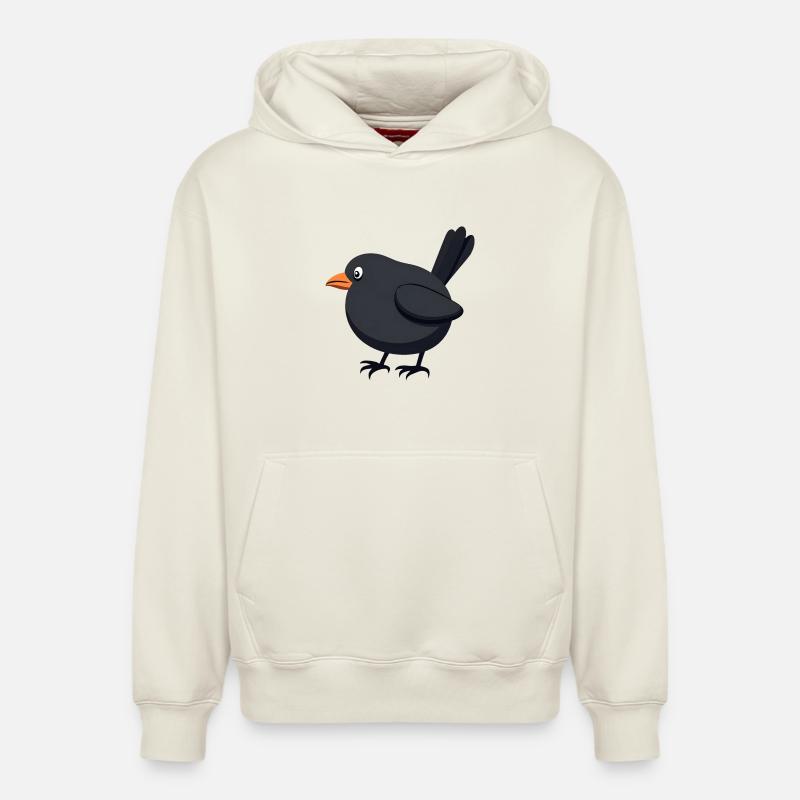 oiseau merle noir - Sweat à capuche unisexe décontracté en coton biologique – de SPREAD - blanc cassé