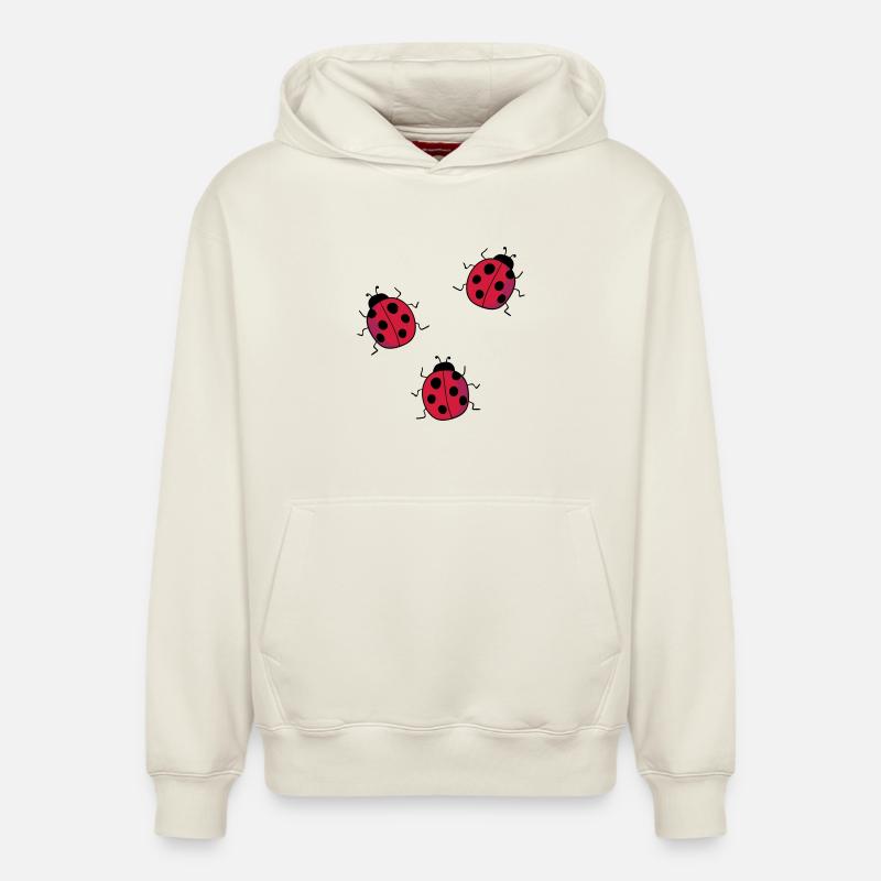 coccinelle - Sweat à capuche unisexe décontracté en coton biologique – de SPREAD - blanc cassé