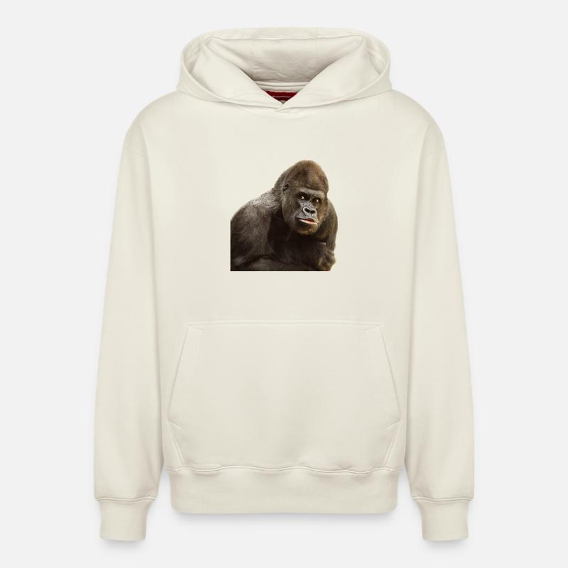 Gorilla - Sweat à capuche unisexe décontracté en coton biologique – de SPREAD - blanc cassé