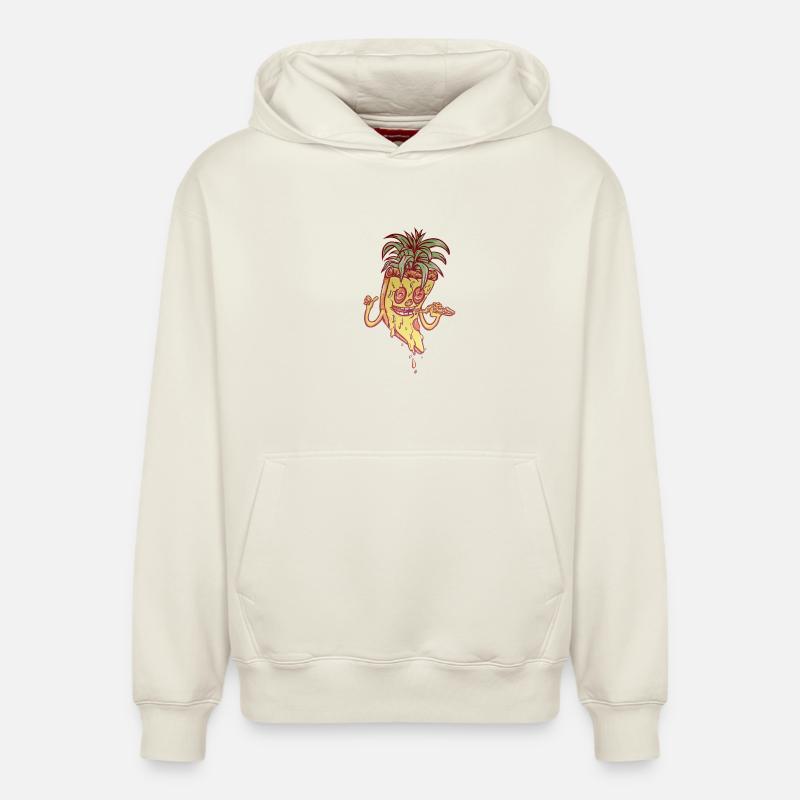 Pizza Ananas Mascotte Funky - Sweat à capuche unisexe décontracté en coton biologique – de SPREAD - blanc cassé