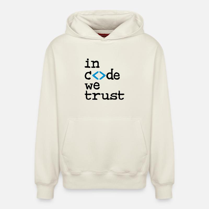 in code we trust ! - Sweat à capuche unisexe décontracté en coton biologique – de SPREAD - blanc cassé