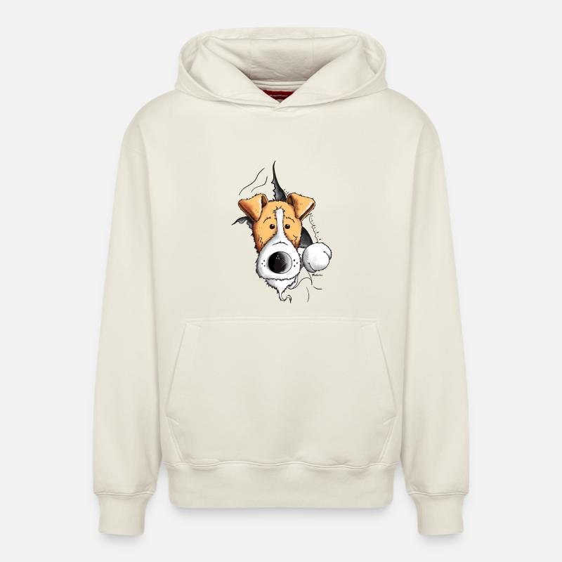 Drôle Fox-terrier - Sweat à capuche unisexe décontracté en coton biologique – de SPREAD - blanc cassé