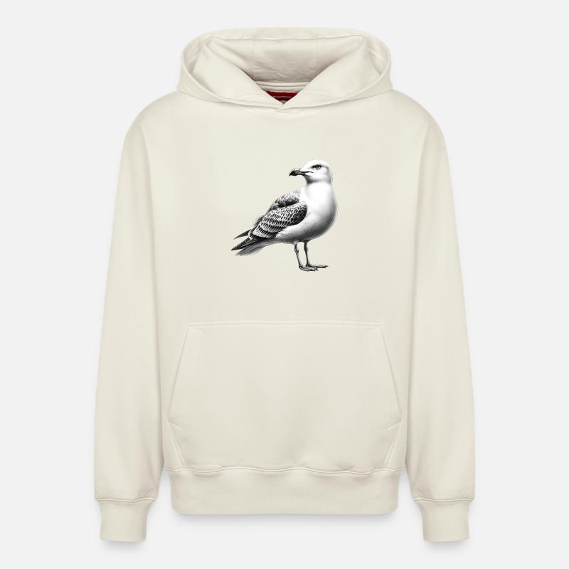 Mouette - Sweat à capuche unisexe décontracté en coton biologique – de SPREAD - blanc cassé