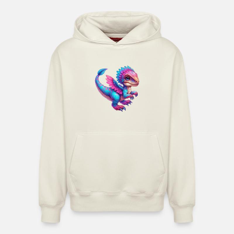 Dinosaure - Sweat à capuche unisexe décontracté en coton biologique – de SPREAD - blanc cassé
