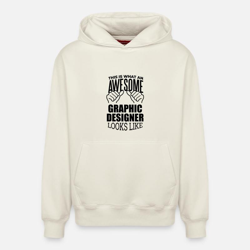 Graphiste - Sweat à capuche unisexe décontracté en coton biologique – de SPREAD - blanc cassé