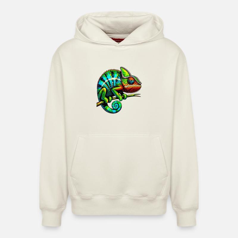 Caméléon - Sweat à capuche unisexe décontracté en coton biologique – de SPREAD - blanc cassé