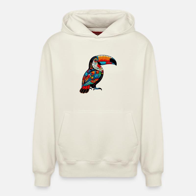 Toucan - Sweat à capuche unisexe décontracté en coton biologique – de SPREAD - blanc cassé
