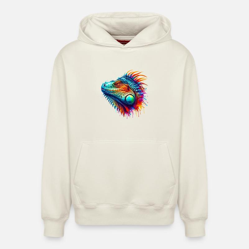 Iguane - Sweat à capuche unisexe décontracté en coton biologique – de SPREAD - blanc cassé