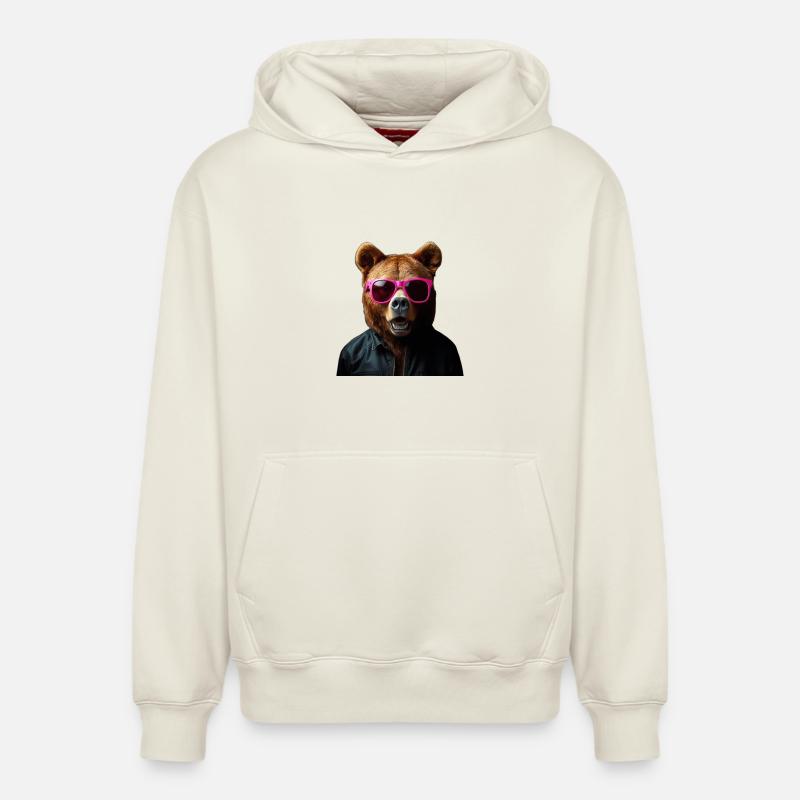 Ours brun stylé - Sweat à capuche unisexe décontracté en coton biologique – de SPREAD - blanc cassé
