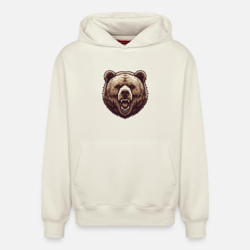 Grizzly - Sweat à capuche unisexe décontracté en coton biologique – de SPREAD - blanc cassé
