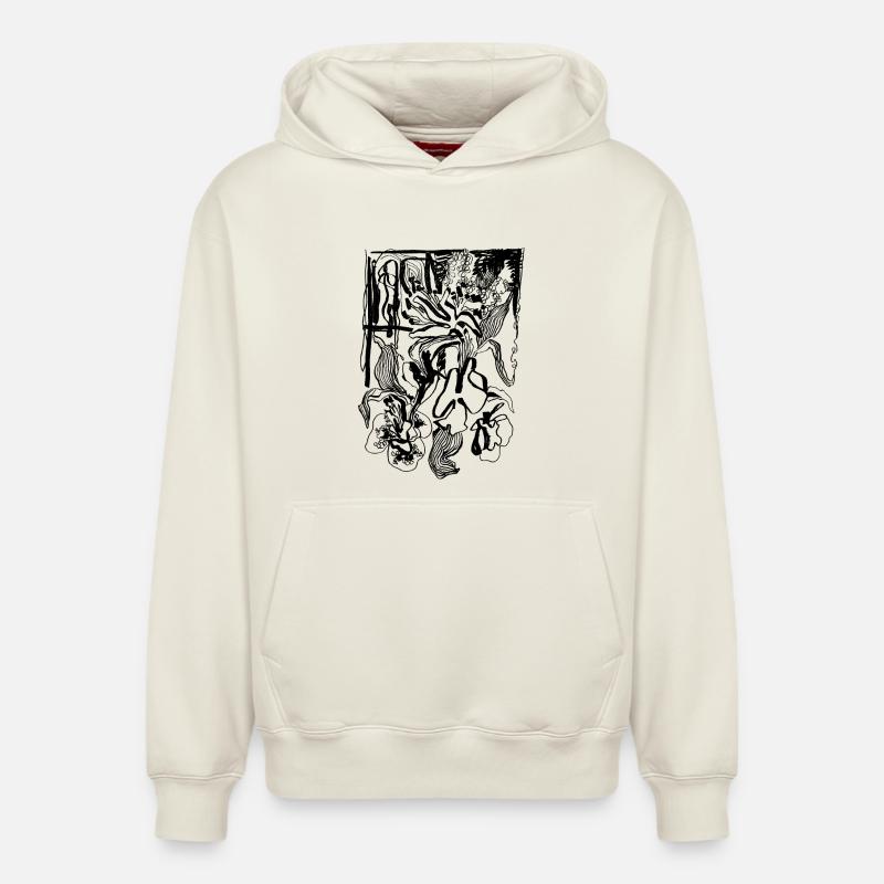 FLEUR - Sweat à capuche unisexe décontracté en coton biologique – de SPREAD - blanc cassé